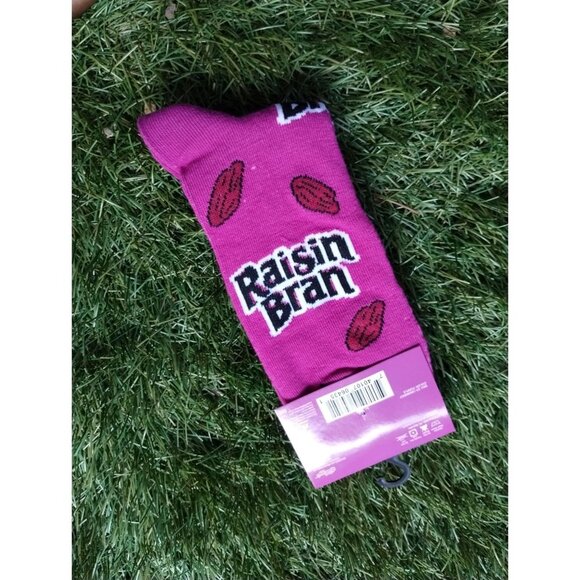 Raisin Bran Cereal Purple Crew Socks Mens 6-12 - Picture 3 of 3